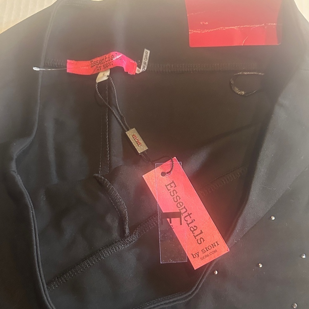 NWT Essentials Sioni euro stretch Black Pants with Rhinestone Accents in front - Picture 6 of 9